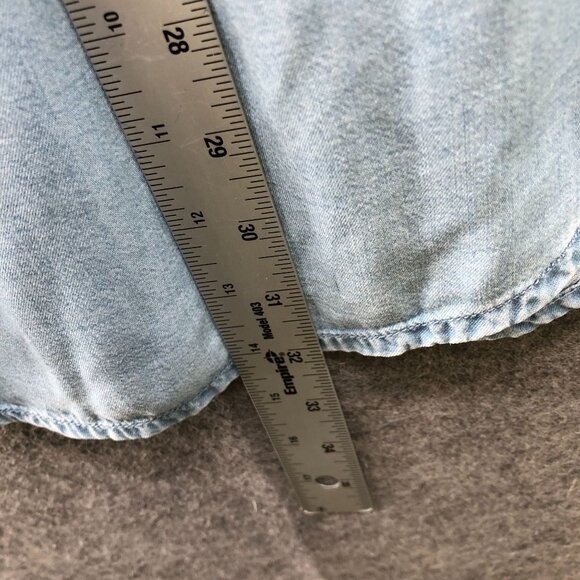 NWT Terra Sky Sleeveless Chambray Button Up Shirt Womens 2X Blue Pintuck - Picture 8 of 9
